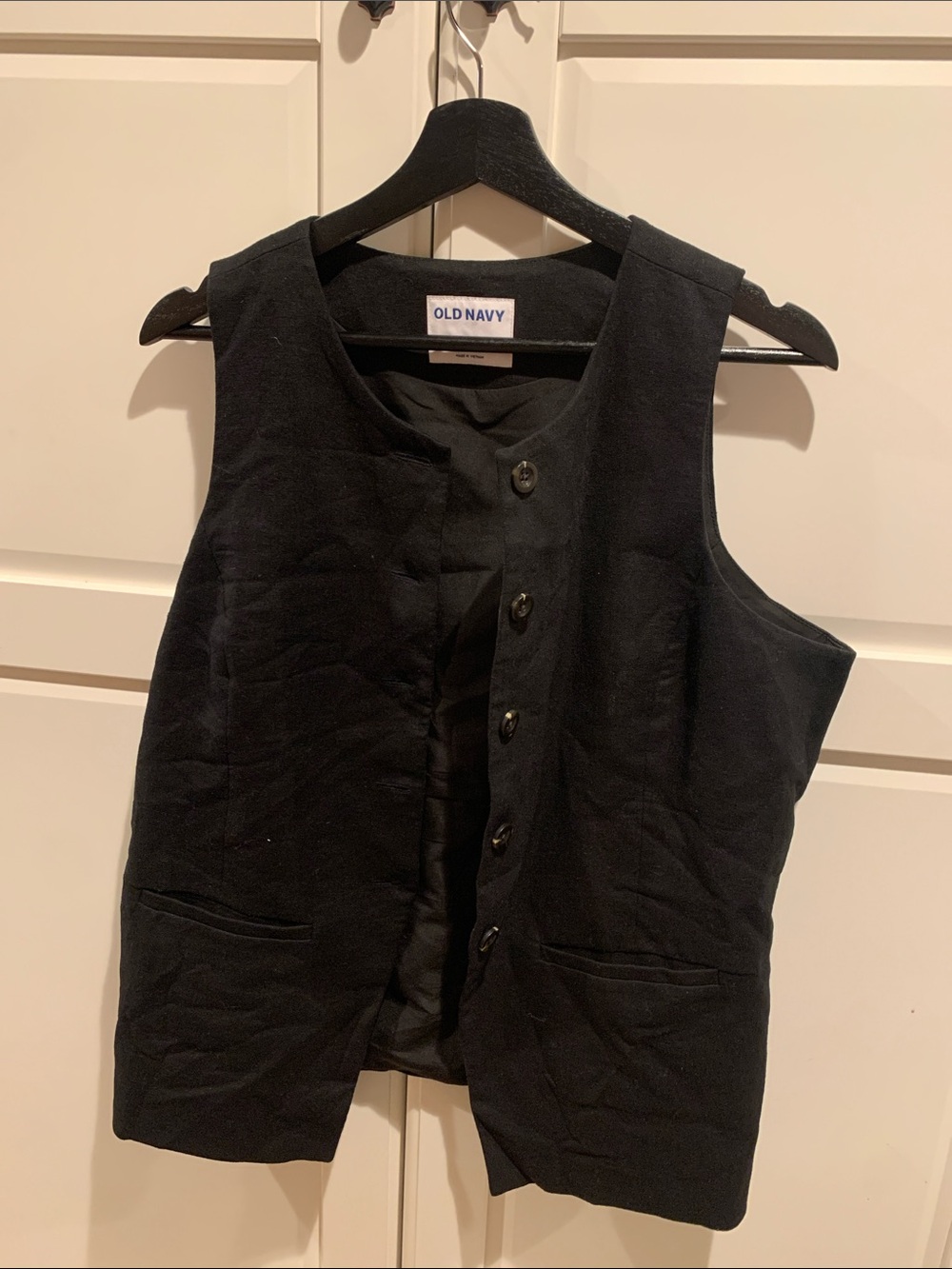 Old Navy Black Button-Front Vest